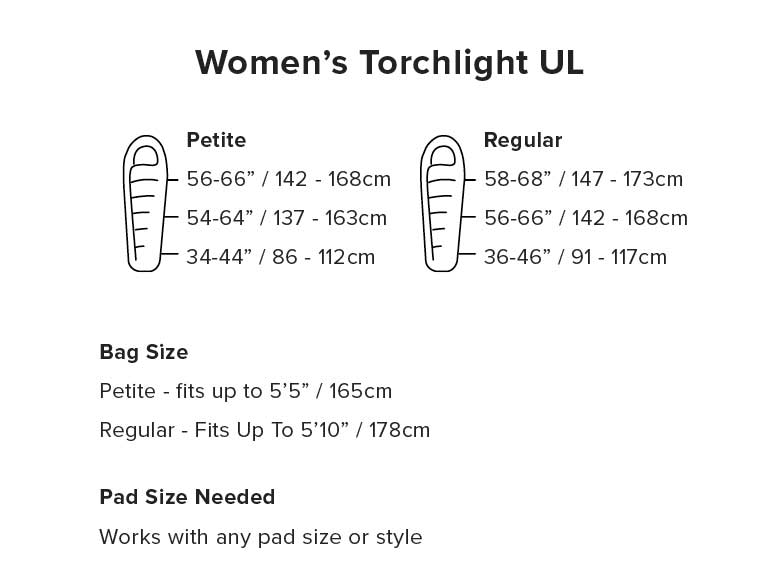 Big Agnes Womens Torchlight UL 30 Size Information